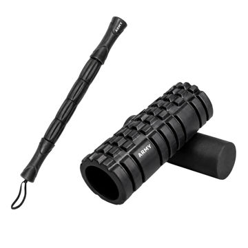 Imagen de Rolo Reforzado Pro Foam 33*14cm Negro+Stick Masajeador