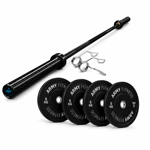 Imagen de Kit Black Hawk Reserve Negra + 20kg Pro Bumper Plate 1.0-  5kg