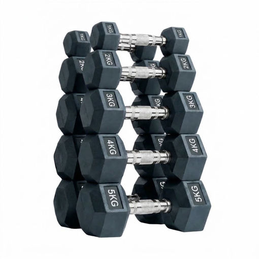 Imagen de Set Plus Mancuernas Hexagonales 1 a 5kg
