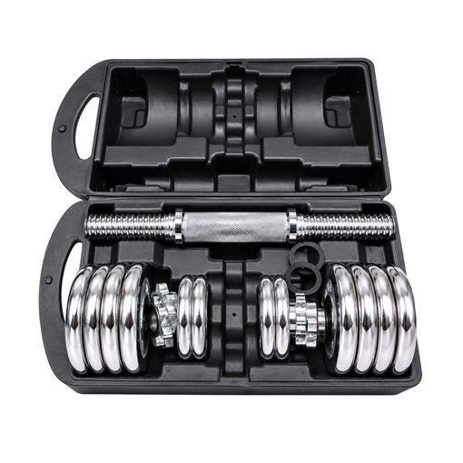Imagen de Kit discos cromados + barras 15 kgs